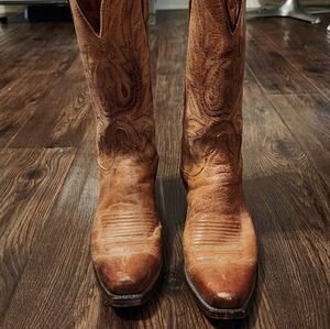 Lucchese Women's Savannah Tan Goat Leather Cowboy Boots, Size 7.5